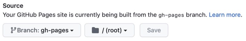 Capture d'écran de la source GitHub Pages